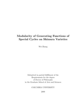Modularity of Generating Functions of Special Cycles on Shimura Varieties
