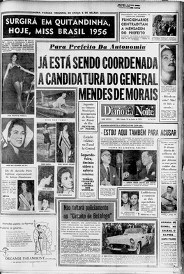 SURGIRA EM QUITANDINHA, HOJE, MISS BRASIL 1956 Proclnmação: "Os Servidores Da Municipalidade Merecem O Mesmo Tratamento Dispensado Pela