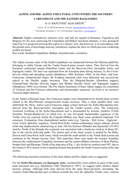 Alpine and Pre–Alpine Structural Units Within the Southern Carpathians and the Eastern Balkanides H