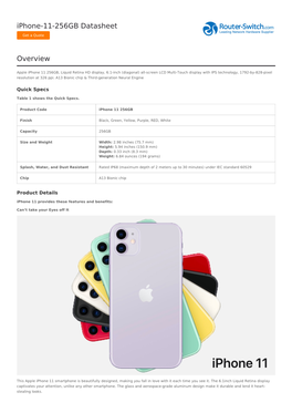 Iphone-11-256GB Datasheet Overview