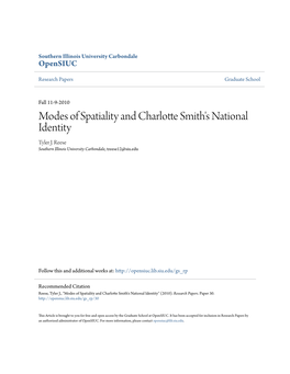 Modes of Spatiality and Charlotte Smith's National Identity Tyler J