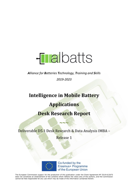 Intelligence in Mobile Battery Applications Desk Research Report ~~~ Deliverable D5.1 Desk Research & Data Analysis IMBA – Release 1
