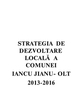 Strategia De Dezvoltare Locală a Comunei Iancu Jianu