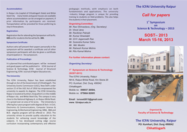 Call for Papers SOST– 2013 March 15-16, 2013