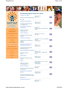 Natsap.Org/Programs List.Asp 3/19/2010 Programs List Page 2 of 14