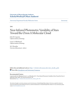 Near-Infrared Photometric Variability of Stars Toward the Orion a Molecular Cloud John M