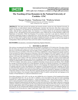 The Teaching of Gas Dynamics in the National University of Cordoba - UNC