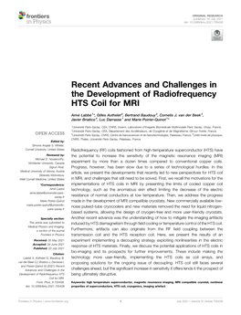 Recent Advances and Challenges in the Development of Radiofrequency HTS Coil for MRI