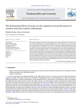 The Distracting Effects of Music on the Cognitive Test Performance Of