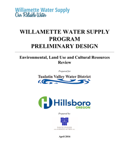 Willamette Water Supply Program Preliminary Design