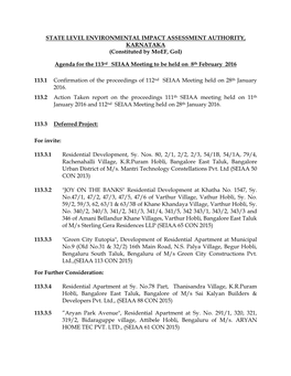 STATE LEVEL ENVIRONMENTAL IMPACT ASSESSMENT AUTHORITY, KARNATAKA (Constituted by Moef, Goi)