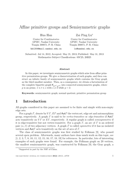 Affine Primitive Groups and Semisymmetric Graphs