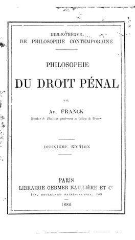 Du Droit Pénal