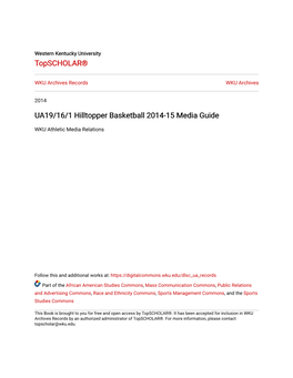 UA19/16/1 Hilltopper Basketball 2014-15 Media Guide