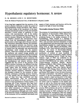 Hypothalamic Regulatory Hormones: a Review