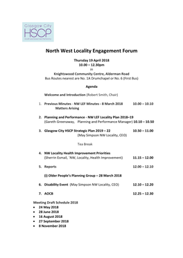 North West Locality Engagement Forum