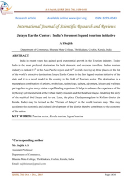 International Journal of Scientific Research and Reviews Jatayu