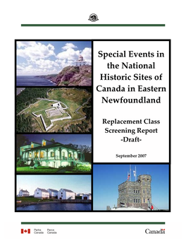 Environmental Emergency Response Plan for Special Events at the Eastern Newfoundland Field Unit National Historic Sites of Canada