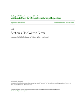 Section 3: the War on Terror