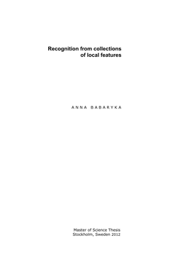 Recognition from Collections of Local Features