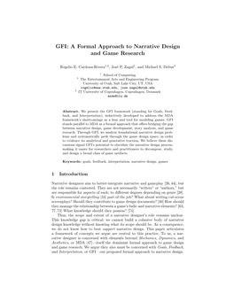 GFI: a Formal Approach to Narrative Design and Game Research