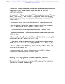 Evolution of Selenophosphate Synthetases: Emergence and Relocation of Function Through Independent Duplications and Recurrent Subfunctionalization