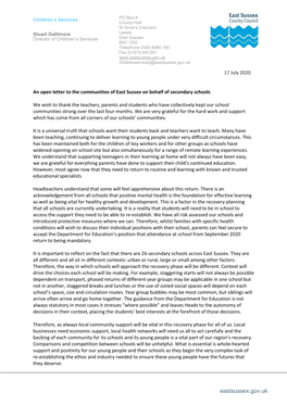 An Open Letter to the Communities of East Sussex on Behalf of Secondary Schools