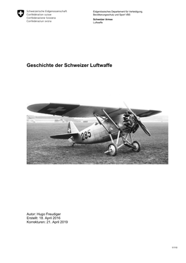 Geschichte Der Schweizer Luftwaffe