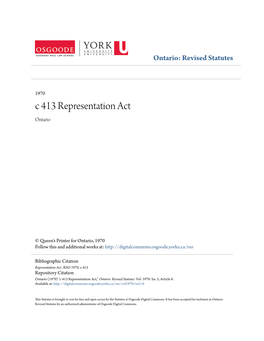 C 413 Representation Act Ontario