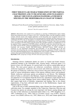 Koç, G.: First Molecular Characterization of the Partial Coat Protein and 3'Utr