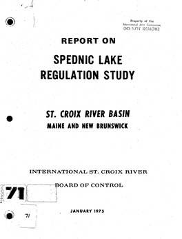 Spednic Lake Regulation Study
