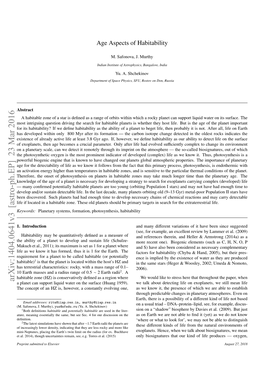 Age Aspects of Habitability