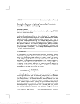 Population Dynamics of Spiking Neurons: Fast Transients, Asynchronous States, and Locking