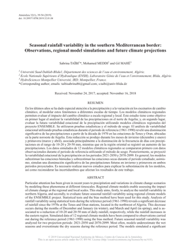 Seasonal Rainfall Variability in the Southern Mediterranean Border: Observations, Regional Model Simulations and Future Climate Projections