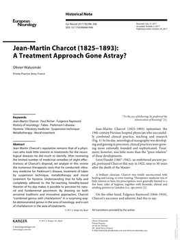 Jean-Martin Charcot (1825–1893): a Treatment Approach Gone Astray?