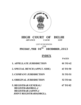 High Court of Delhi Advance Cause List