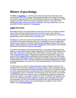 History of Psychology