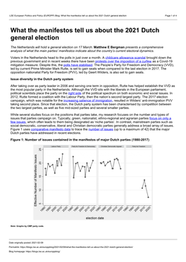 (EUROPP) Blog: What the Manifestos Tell Us About the 2021 Dutch General Election Page 1 of 4