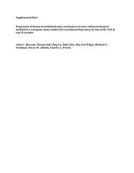 Supplemental Data Progression of Human Bronchioloalveolar