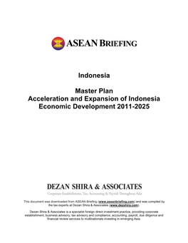Indonesia Master Plan Acceleration and Expansion Of