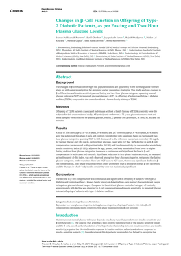 Changes in Β-Cell Function in Offspring of Type- 2 Diabetic Patients, As Per Fasting and Two-Hour Plasma Glucose Levels