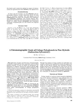 A Chromatographic Study of Foliage Polyphenols in Pine Hybrids (Subsection Sylvestres)')