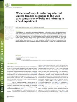 Efficiency of Traps in Collecting Selected Diptera Families According to the Used Bait: Comparison of Baits and Mixtures in a Field Experiment