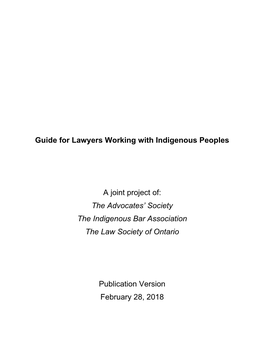 Guide for Lawyers Working with Indigenous Peoples a Joint Project