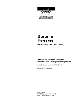 Boronia Extracts Increasing Yield and Quality