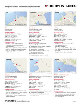 Neighbor Island Vehicle Pick-Up Locations