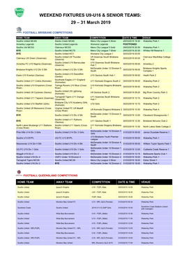 Weekend Fixtures U9-U16 & Senior Teams