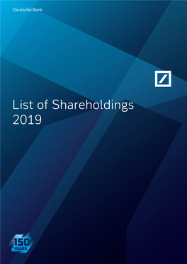List of Shareholdings 2019