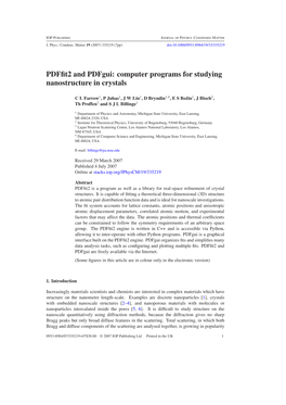 Pdffit2 and Pdfgui: Computer Programs for Studying