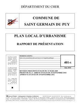 Commune De Saint Germain Du Puy Plan Local D'urbanisme